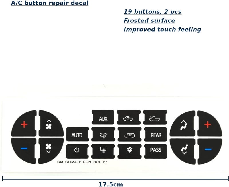 AtticZone AC Dash Button Repair Kit Stickers Decals Compatible with GM 2006-2014 GMC Chevrolet Tahoe Yukon Acadia Sierra, 2Pcs (AC19 x2) - Image 3